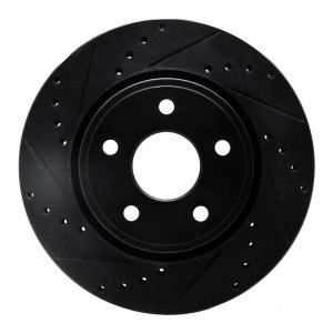 Jeep Commander Brake Rotor (1) - Front Left - R1 Concepts - Drilled & Slotted - Black - `05-`10